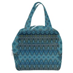 Boho Teal Blue Pattern Boxy Hand Bag by SpinnyChairDesigns