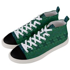 Boho Emerald Green And Blue  Men s Mid-top Canvas Sneakers by SpinnyChairDesigns