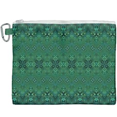 Boho Emerald Green And Blue  Canvas Cosmetic Bag (xxxl) by SpinnyChairDesigns