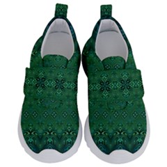 Boho Emerald Green And Blue  Kids  Velcro No Lace Shoes by SpinnyChairDesigns