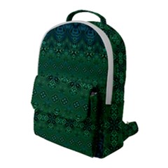 Boho Emerald Green And Blue  Flap Pocket Backpack (large) by SpinnyChairDesigns