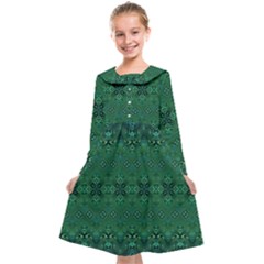 Boho Emerald Green And Blue  Kids  Midi Sailor Dress by SpinnyChairDesigns
