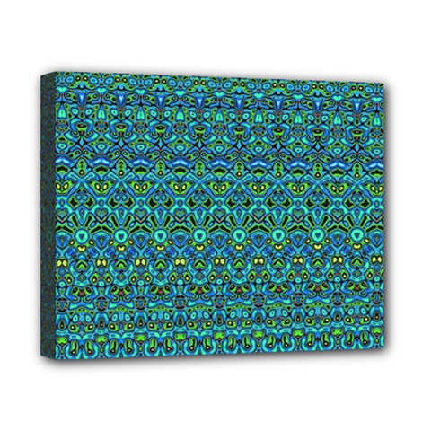 Boho Teal Green Blue Pattern Canvas 10  X 8  (stretched) by SpinnyChairDesigns