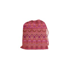 Boho Pink Pattern Drawstring Pouch (xs) by SpinnyChairDesigns