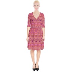 Boho Pink Pattern Wrap Up Cocktail Dress by SpinnyChairDesigns