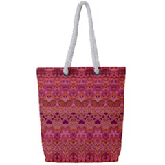 Boho Pink Pattern Full Print Rope Handle Tote (small) by SpinnyChairDesigns