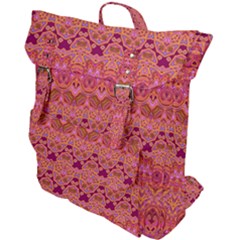 Boho Pink Pattern Buckle Up Backpack by SpinnyChairDesigns