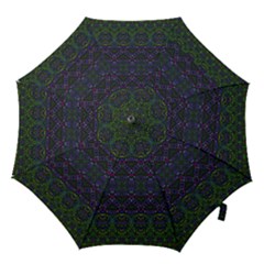 Boho Purple Green Pattern Hook Handle Umbrellas (small) by SpinnyChairDesigns