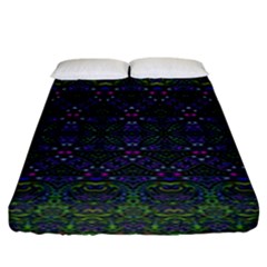 Boho Purple Green Pattern Fitted Sheet (king Size) by SpinnyChairDesigns