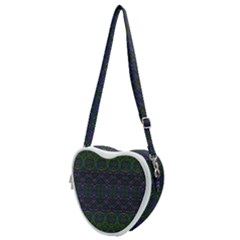 Boho Purple Green Pattern Heart Shoulder Bag by SpinnyChairDesigns