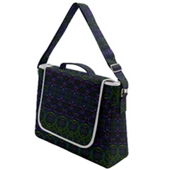 Boho Purple Green Pattern Box Up Messenger Bag by SpinnyChairDesigns