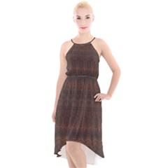 Boho Chocolate Brown High-low Halter Chiffon Dress 