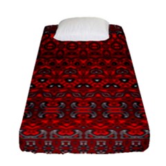 Boho Red Black Grey Fitted Sheet (single Size) by SpinnyChairDesigns