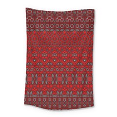 Boho Red Black Grey Small Tapestry by SpinnyChairDesigns