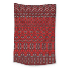 Boho Red Black Grey Large Tapestry by SpinnyChairDesigns