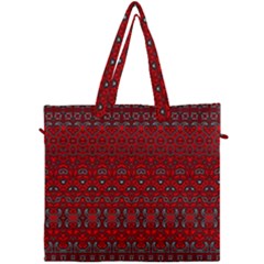 Boho Red Black Grey Canvas Travel Bag by SpinnyChairDesigns