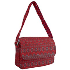 Boho Red Black Grey Courier Bag by SpinnyChairDesigns