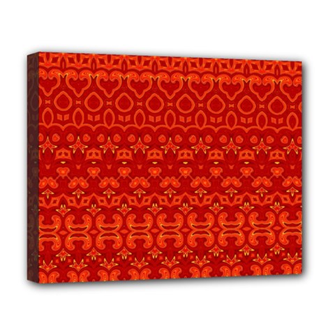 Boho Red Orange Deluxe Canvas 20  X 16  (stretched) by SpinnyChairDesigns