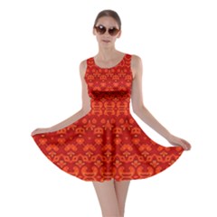 Boho Red Orange Skater Dress by SpinnyChairDesigns