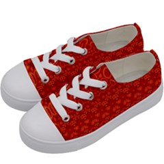 Boho Red Orange Kids  Low Top Canvas Sneakers by SpinnyChairDesigns