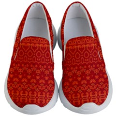 Boho Red Orange Kids Lightweight Slip Ons by SpinnyChairDesigns