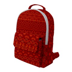 Boho Red Orange Flap Pocket Backpack (large) by SpinnyChairDesigns