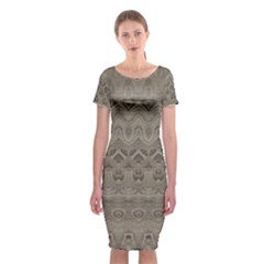 Boho Khaki  Classic Short Sleeve Midi Dress by SpinnyChairDesigns