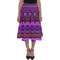 Boho Magenta Pattern Perfect Length Midi Skirt by SpinnyChairDesigns