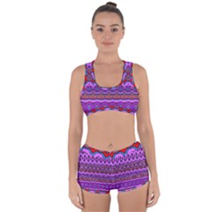 Boho Magenta Pattern Racerback Boyleg Bikini Set by SpinnyChairDesigns