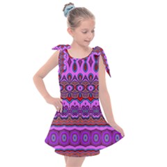 Boho Magenta Pattern Kids  Tie Up Tunic Dress by SpinnyChairDesigns