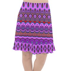 Boho Magenta Pattern Fishtail Chiffon Skirt