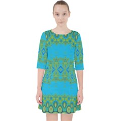 Boho Blue Green Pattern Pocket Dress by SpinnyChairDesigns
