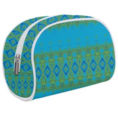 Boho Blue Green Pattern Makeup Case (medium) by SpinnyChairDesigns