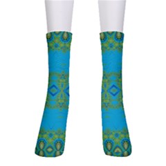 Boho Blue Green Pattern Men s Crew Socks by SpinnyChairDesigns