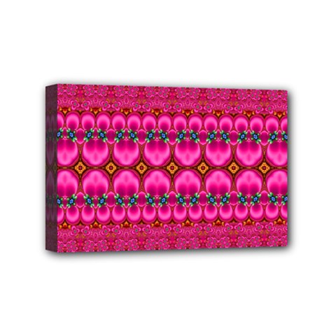 Boho Bright Pink Floral Mini Canvas 6  X 4  (stretched) by SpinnyChairDesigns