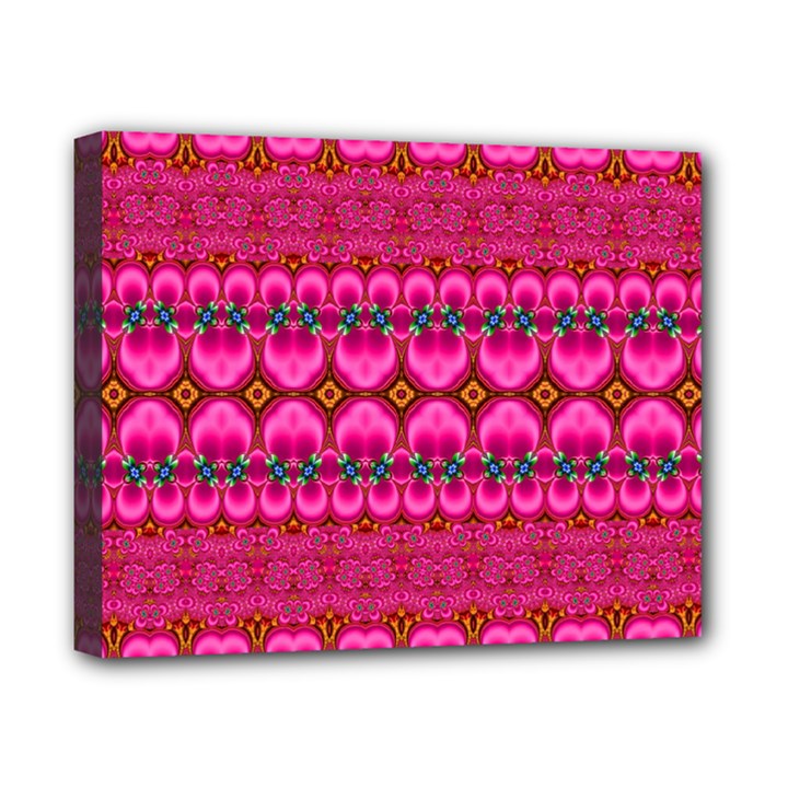 Boho Bright Pink Floral Canvas 10  x 8  (Stretched)