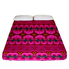 Boho Bright Pink Floral Fitted Sheet (king Size) by SpinnyChairDesigns