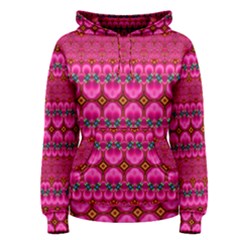 Boho Bright Pink Floral Women s Pullover Hoodie