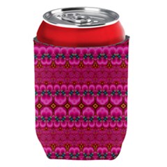 Boho Bright Pink Floral Can Holder by SpinnyChairDesigns