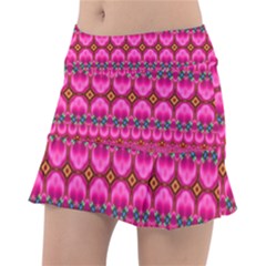 Boho Bright Pink Floral Tennis Skorts by SpinnyChairDesigns