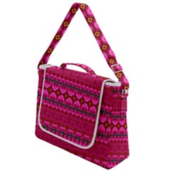 Boho Bright Pink Floral Box Up Messenger Bag by SpinnyChairDesigns