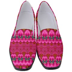 Boho Bright Pink Floral Women s Classic Loafer Heels by SpinnyChairDesigns