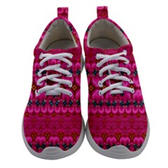 Boho Bright Pink Floral Athletic Shoes by SpinnyChairDesigns