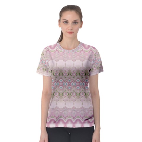 Boho Pastel Spring Floral Pink Women s Sport Mesh Tee by SpinnyChairDesigns