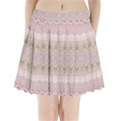 Boho Pastel Spring Floral Pink Pleated Mini Skirt by SpinnyChairDesigns