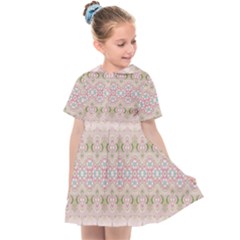 Boho Pastel Spring Floral Pink Kids  Sailor Dress by SpinnyChairDesigns