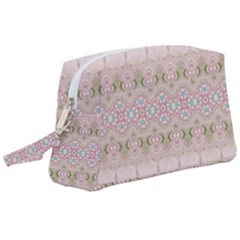 Boho Pastel Spring Floral Pink Wristlet Pouch Bag (large) by SpinnyChairDesigns