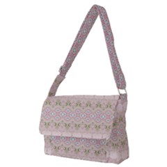 Boho Pastel Spring Floral Pink Full Print Messenger Bag (m) by SpinnyChairDesigns