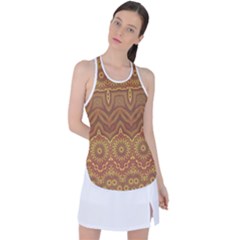 Boho Sunflower Print Racer Back Mesh Tank Top by SpinnyChairDesigns