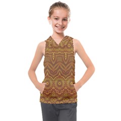 Boho Sunflower Print Kids  Sleeveless Hoodie by SpinnyChairDesigns